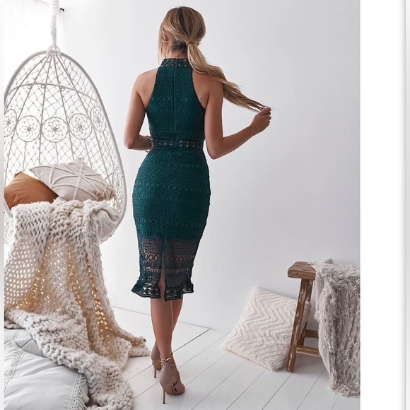 Two Sisters the Label Rivers Midi Dress Emerald Green Small - Picture 2 of 6